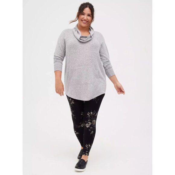 Torrid Super Soft Plush Cowl Neck Raglan Tunic Sweatshirt Pullover 1 (1X) Gray - Picture 1 of 10